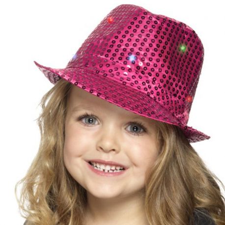 Cappello a Falda Corta con Luci e Paillettes Rosa