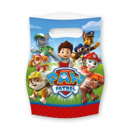 6 Sacchetti Paw Patrol con Manici Economici