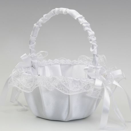 Cesta Rotonda Decorata in Tulle Bianco 15 cm