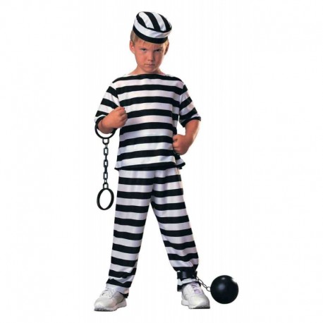 Costume da Carcerato con Righe Bianche e Nere Bambini