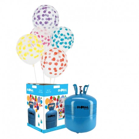 Bombola Elio Piccola con 30 Palloncini Pois