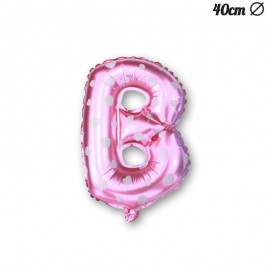 Palloncino Lettera B Foil Rosa con Cuori 40 cm