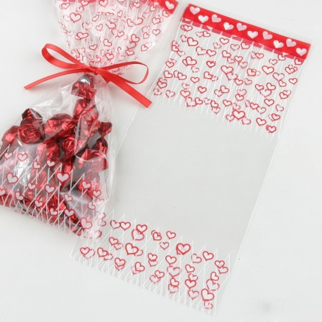 100 Sacchetti a Cuore Rosso 12x25 cm Shop