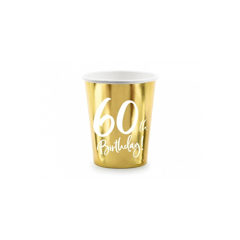 6 Bicchieri 60 Compleanno Oro 220 ml