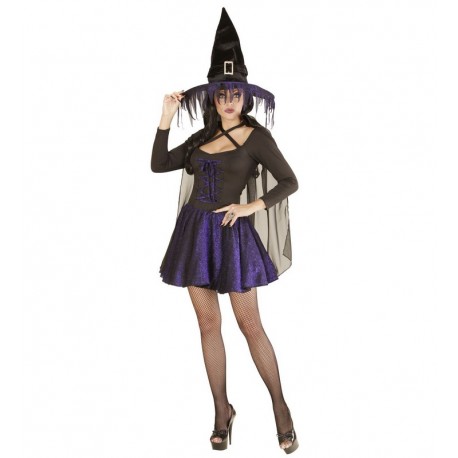 Acquista Costume da Strega Glitter Lilla per Donna