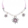 Collana di Perle e Stella Alpina con Strass Rosa