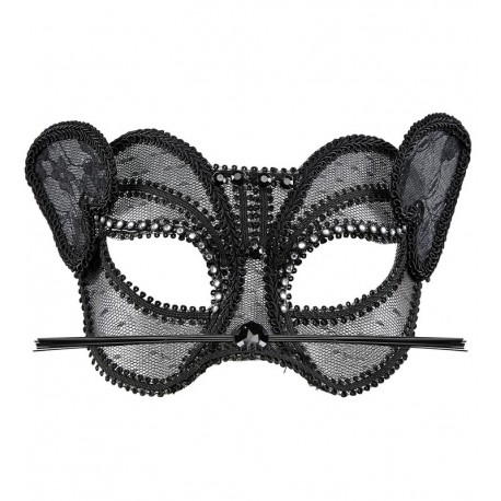 Maschera da Gatto Fashion con Pizzo e Strass