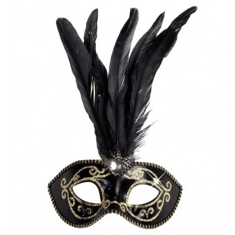 Maschera Veneziana con Glitter Dorato