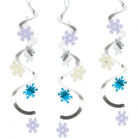 5 Decorazioni Appese Fiocchi di Neve 61 Cm Shop