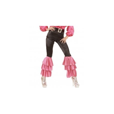 Pantaloni in Raso Nero con Paillettes Rosse