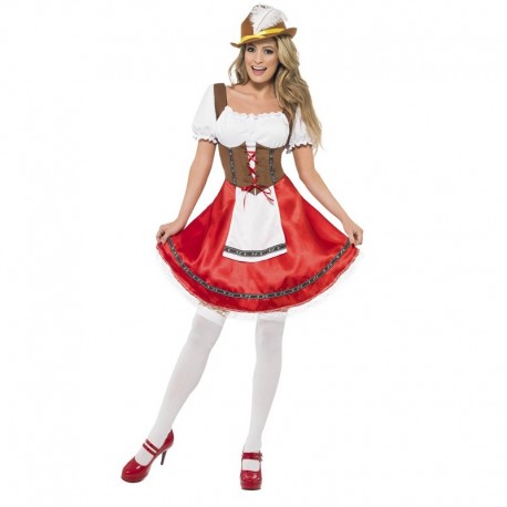 Costume da Bavarese Bianco e Rosso Donna Economico