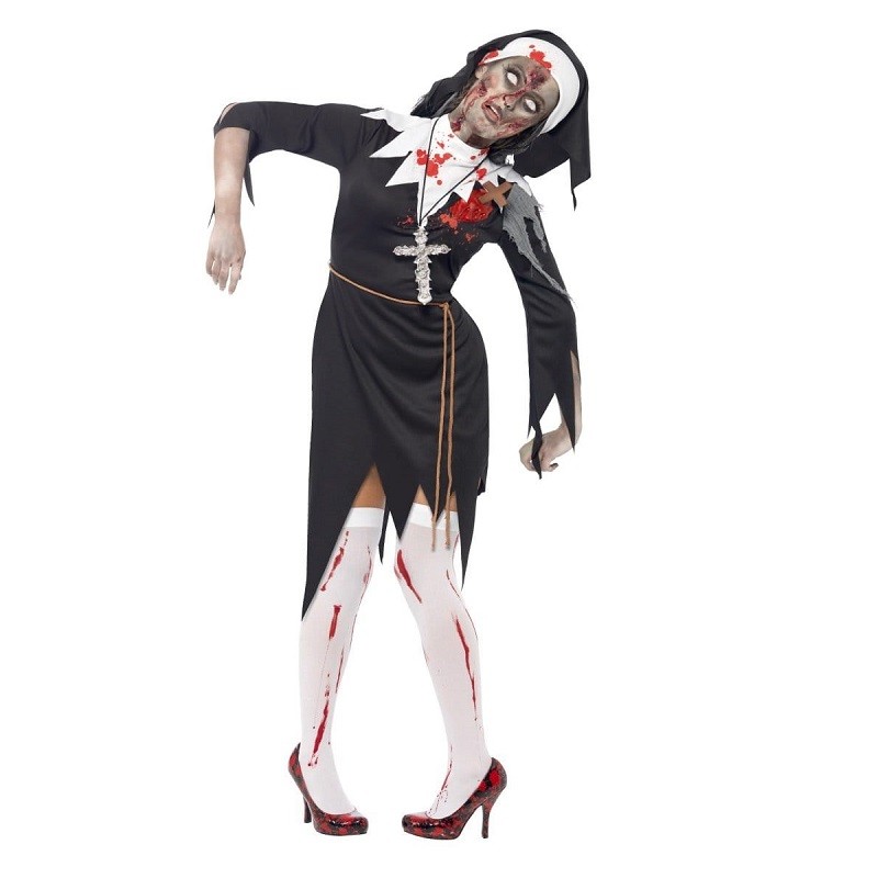 Costume Suora Zombie da Donna con Velo da Suora - FesteMix