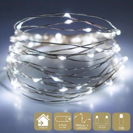 Ghirlanda Led 100 Luci Natalizie Bianche Distanza Tra Le Lampadine 10 cm Estensione 990 cm Shop