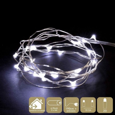 20 Luci LED Bianche 8 Funzioni Lunghezza: 190 Cm + Distanza Di Estensione Tra Le Luci 10 Cm Shop 