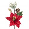 Compra Fiore Stella di Natale in Tessuto Oro e Rossa 24 Cm