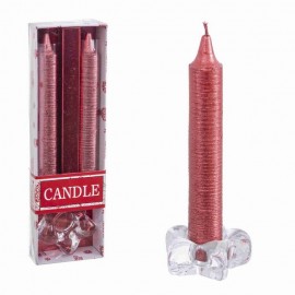 2 Candele Rosse con Portacandela a Stella 15,20 X 5,40 X 2,30 Cm Online