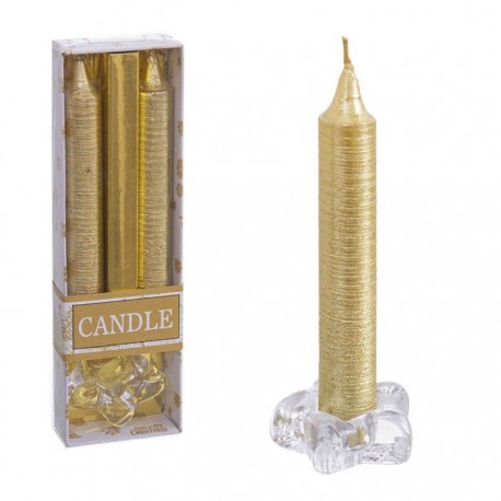 Compra Candele Natale Dorate con Portacandele 15,20 X 5,40 X 2,30 Cm