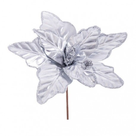 Fiore Decorazione Natalizia Color Argento Metallizzato Online