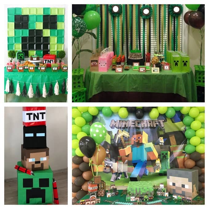 Minecraft Banner Palloncino Compleanno Set Gioco Tema Decorazione Festa